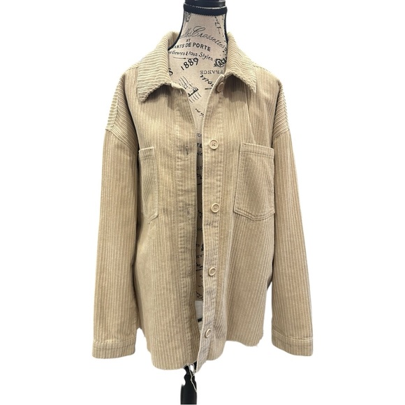 PacSun Cement Corduroy Shacket Jacket - Picture 2 of 10